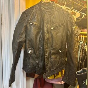 Men’s SD Endurance Track Leather Jacket Superdry L
